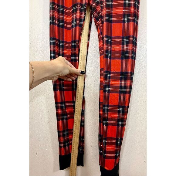 CBR Christmas Holiday Plaid Butt Button Flap Jumpsuit Romper Pajamas Women's S - Picture 15 of 16